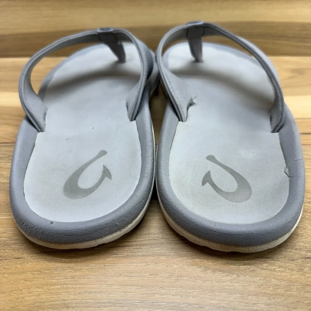 Olukai Ohana Gray Flip Flops Mens 13 EU 46 Sandals Slip On Vacation Pool Travel